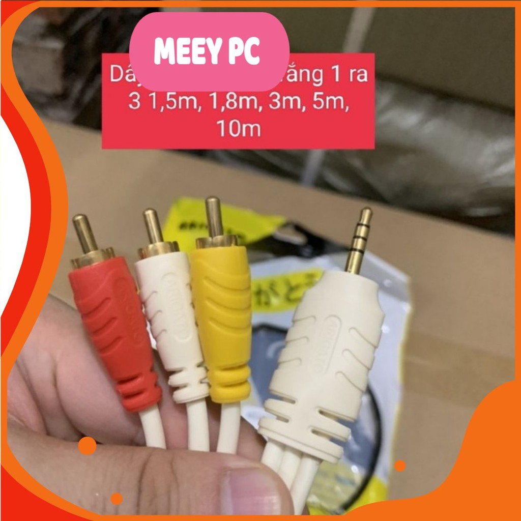 Dây loa 1 ra 3 đầu hoa sen, Dây loa 1 ra 2, 2 ra 2 đầu hoa sen, dây AV 2 ra 2 dài 1.5m, 3m, 5m, 10m