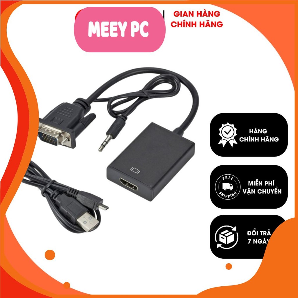 Sỉ 50K - Cáp Chuyển Đổi VGA Sang HDMI Có Audio Giá Rẻ VGA TO HDMI Chính Hãng Có Âm Thanh MEEY PC