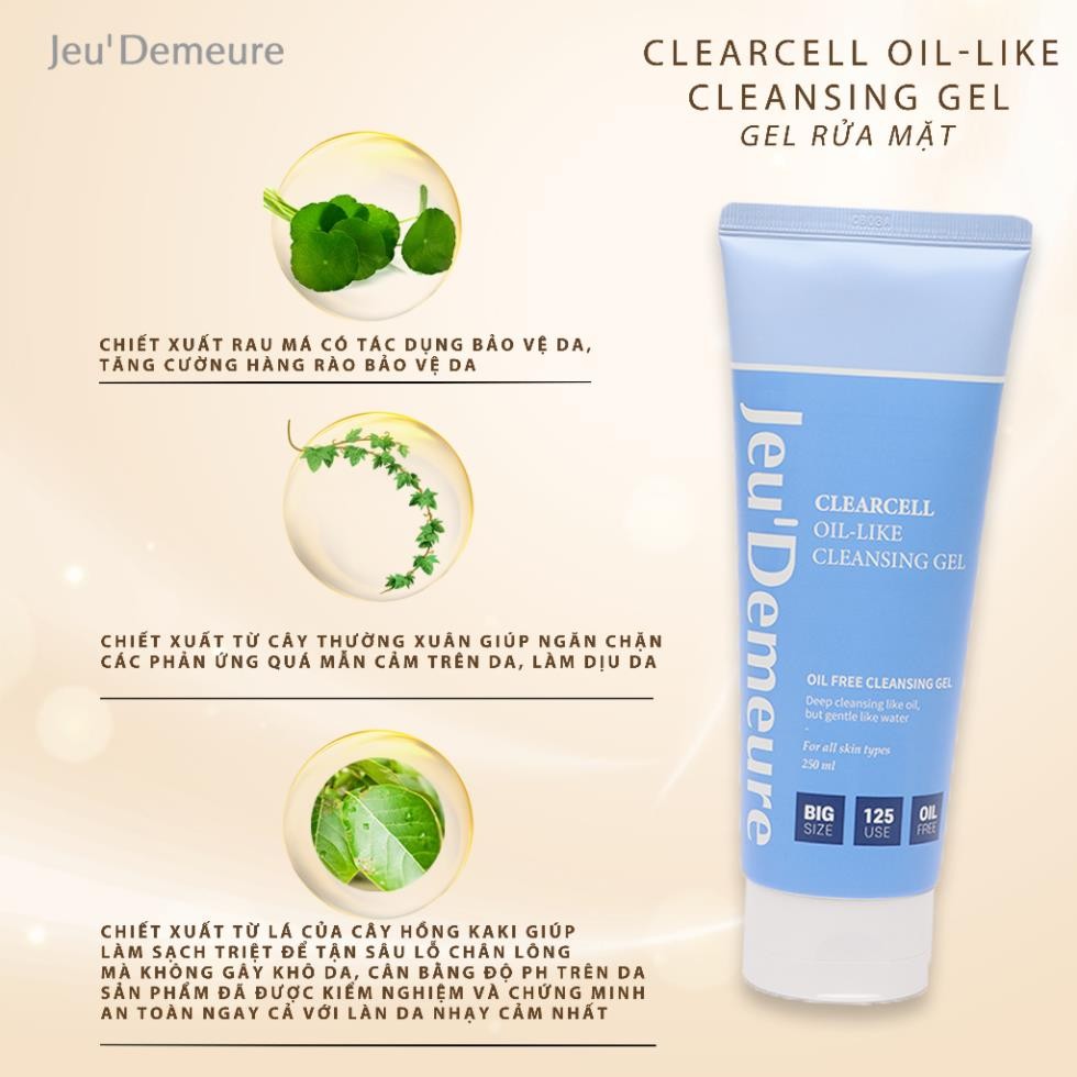 Gel rửa mặt kết hợp dầu tẩy trang 2in1 Jeu'Demeure – làm sạch makeup, dưỡng da trắng sáng (250ml)