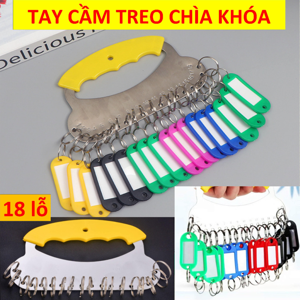 Tay cầm treo Móc chìa khóa 18 lỗ Thẻ chìa khóa Key tag Combo 50 Móc khóa name tag Thẻ valy mhb01