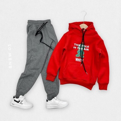 Bộ Quần rời Áo rời Quần rời Áo rời Quần rời Áo rời nỉ bông hoodie  hình gấu size đại 8 đến 16 tuổi