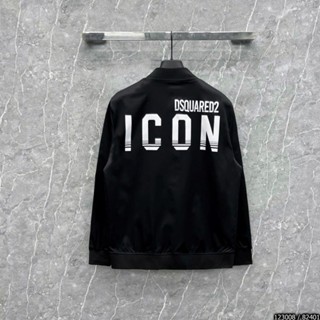 Áo Khoác Gió DSQ ICON Vạch Ngang 2 Lớp Phối Khóa Bạc Siêu Đẹp. Áo Gió Phối Cổ Bomber Dsquared2 Phong Cách Trẻ Trung.
