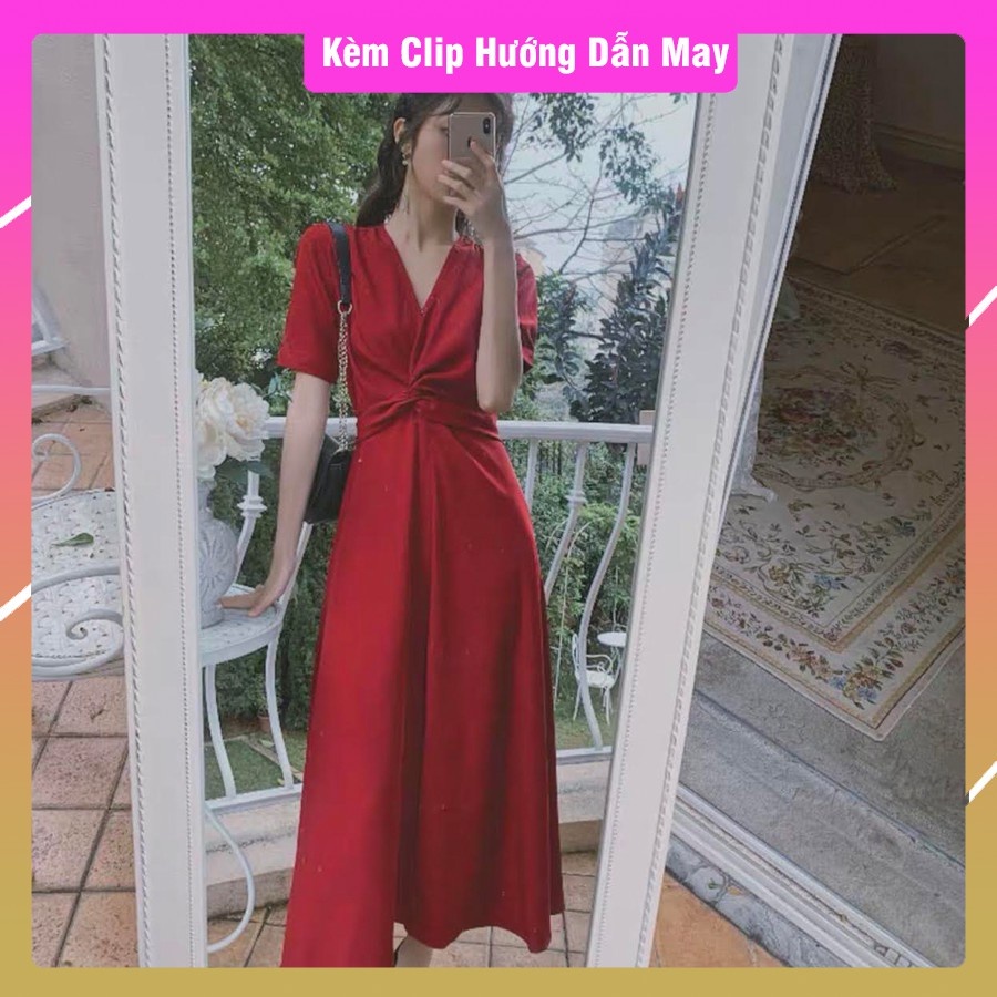 V008_Rập giấy đầm xoắn eo (Có hướng dẫn)