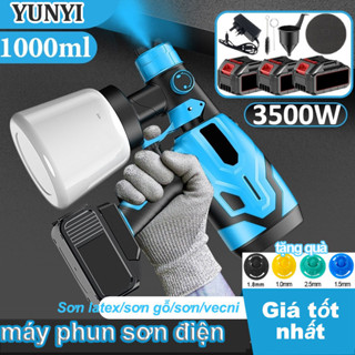 Máy Phun Sơn Dùng Pin YUNYI 21V Bình 1000ml Công Suất 950W Bộ 3 Pin / 4 Đầu Béc