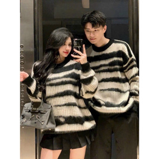 Áo len vằn nam nữ unisex form oversize họa tiết lông ngựa vằn chất liệu len Quảng Châu phong cách thời trang Hàn Quốc