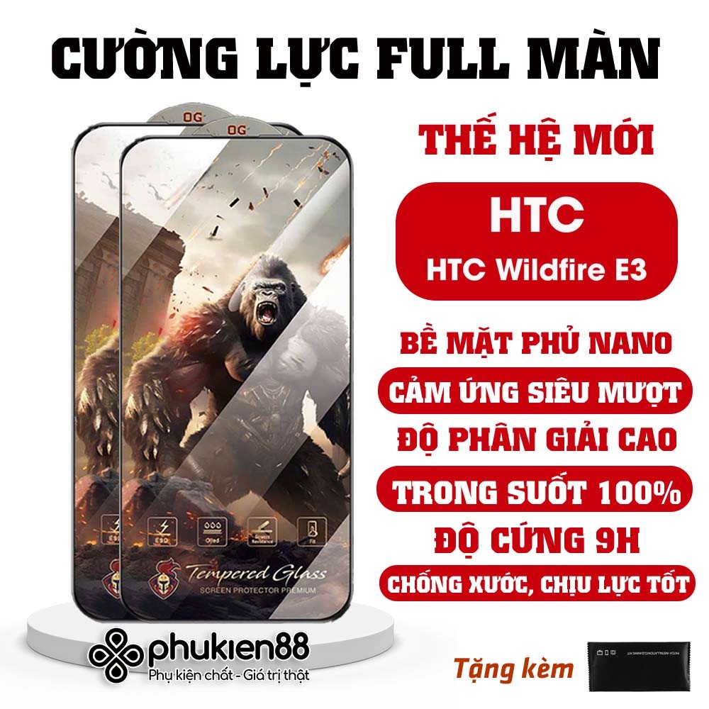 Kính cường lực HTC Wildfire E3 Lite / U23 Pro KK warrior full màn trong suốt bảo vệ toàn diện
