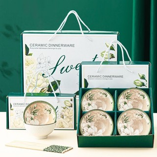 Giáng Sinh Camellia Quà Tặng Bộ Bát Đũa Bộ Đồ Ăn Hộp Quà Tặng Bát Gốm Sứ Quà Tặng Quà Tặng Quà Tặng Quà Tặng Quà Tặng