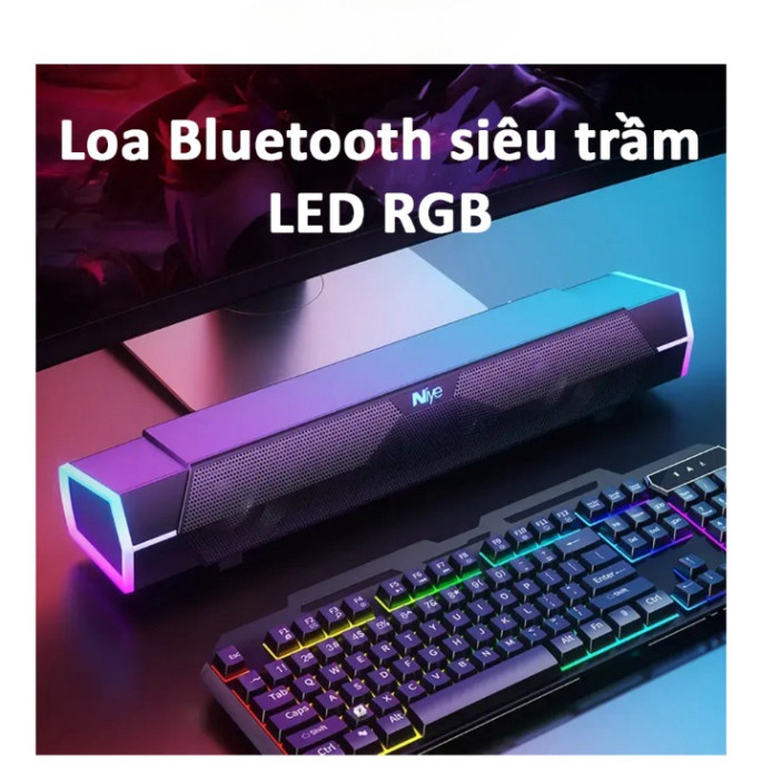 Loa máy tính Soundbar viền Led RGB Niye V18 âm thanh sống động, loa thanh bass mạnh led cực ngầu