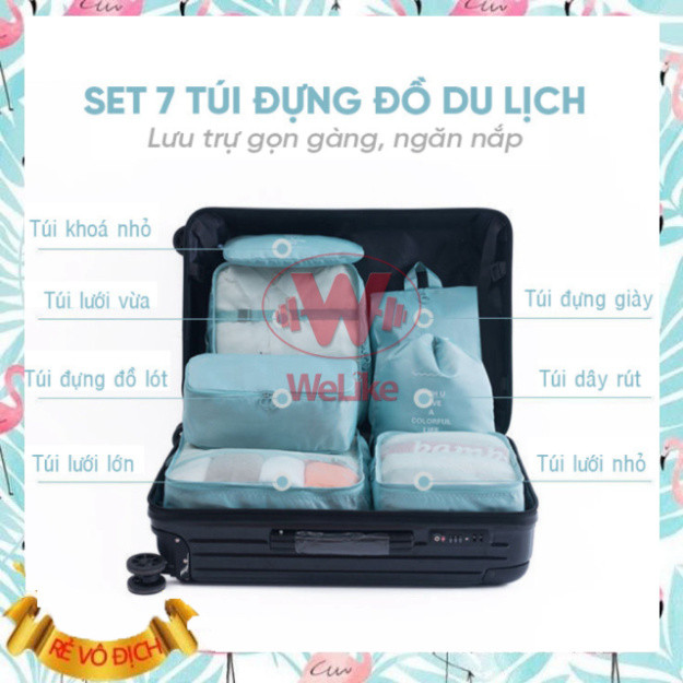 (loại 1) Set 7 Túi đựng nhiều thứ đồ Đi Phượt tư nhân Welike - Túi đa zi năng chống giột nước nhiều size cho vừa khéo va