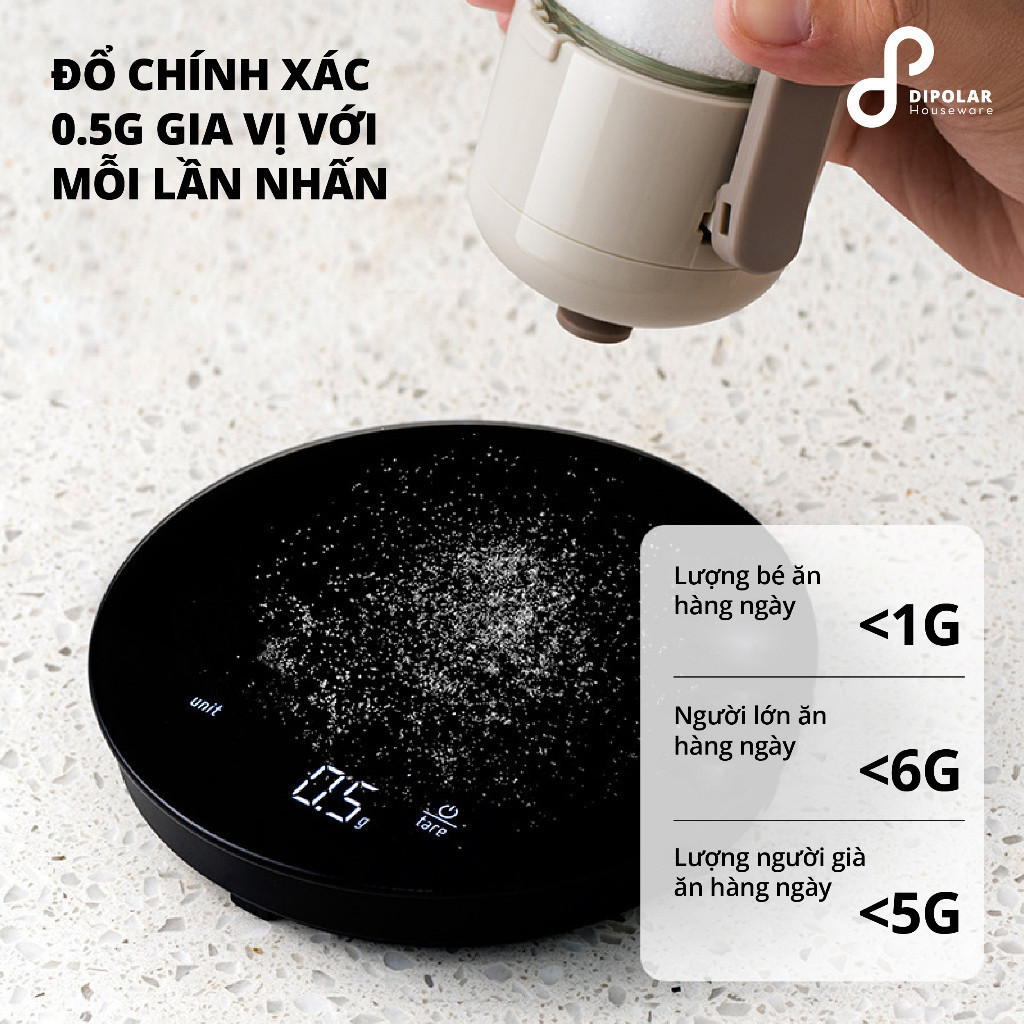 Lọ Đựng Gia Vị Thủy Tinh DIPOLAR Trong Suốt Dung Tích 180ml Kiểm Soát Định Lượng - DLD01