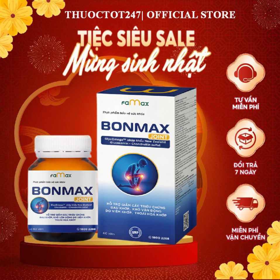 Hộp 30 viên uống hỗ trợ xương khớp BONMAX JOINT - Giúp giảm đau, viêm khớp