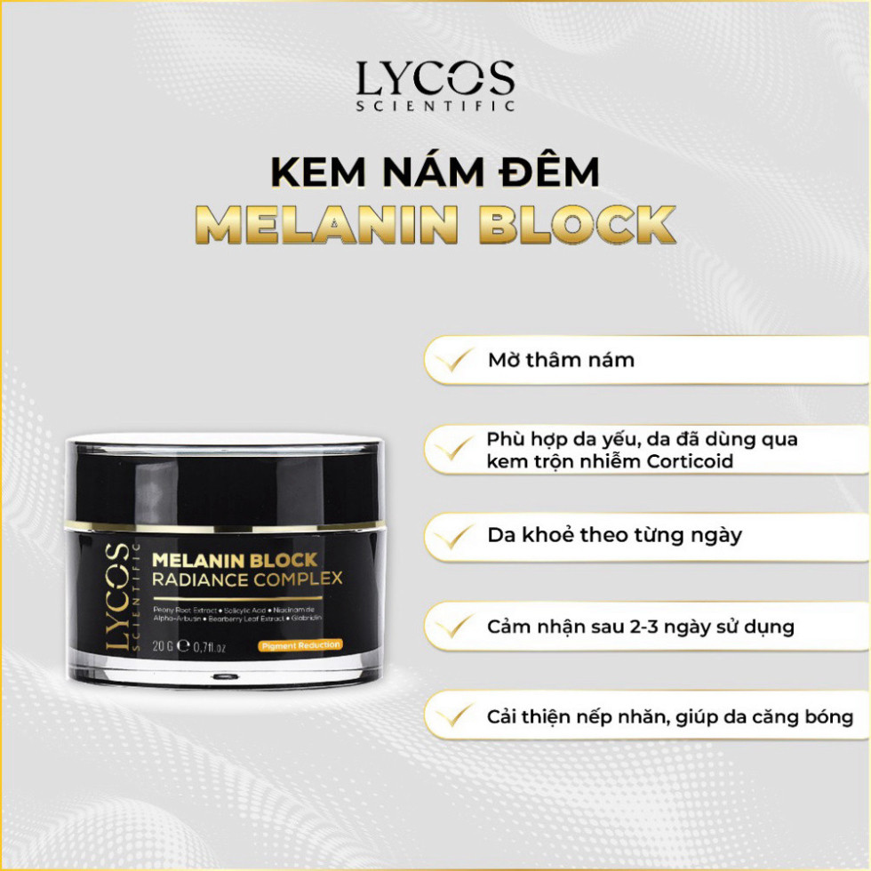 Kem Nám Đêm Hỗ Trợ Mờ Nám Da, Tàn Nhang, Xạm Da & Dưỡng Da Trắng Sáng LYCOS 20g
