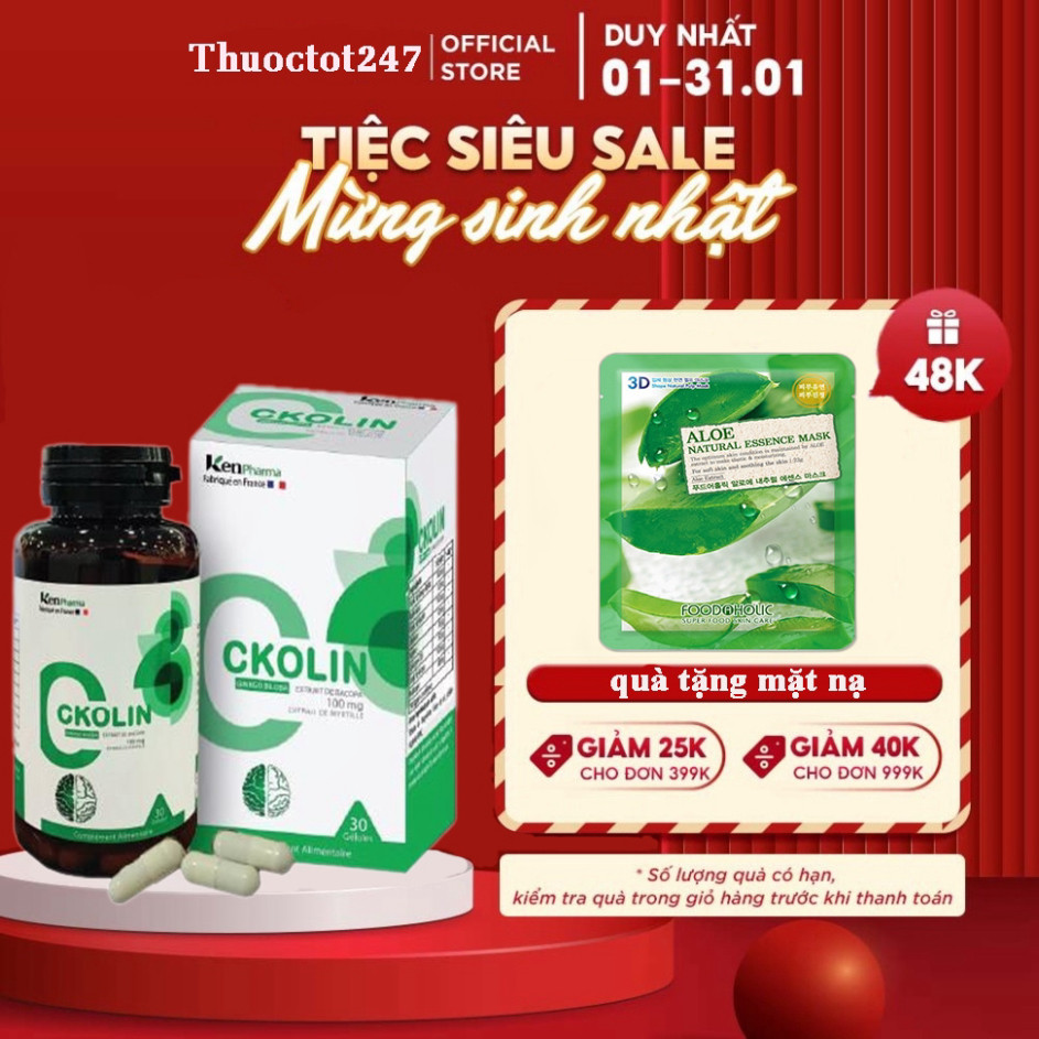 [GIÁ CHỈ 300]Hoạt huyết dưỡng não CKOLIN (Nhập khẩu PHÁP), giảm đau đầu, chóng mặt, phòng ngừa tai biến.