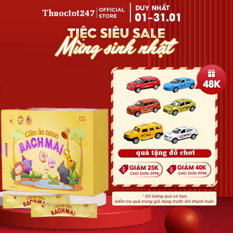 Cốm vi sinh, cốm ăn ngon Bạch Mai giúp bé ăn ngon, tăng cường khả năng hấp thu chất dinh dưỡng.