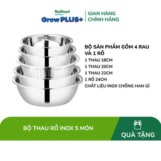[Gift] Bộ thau rổ inox 5 món