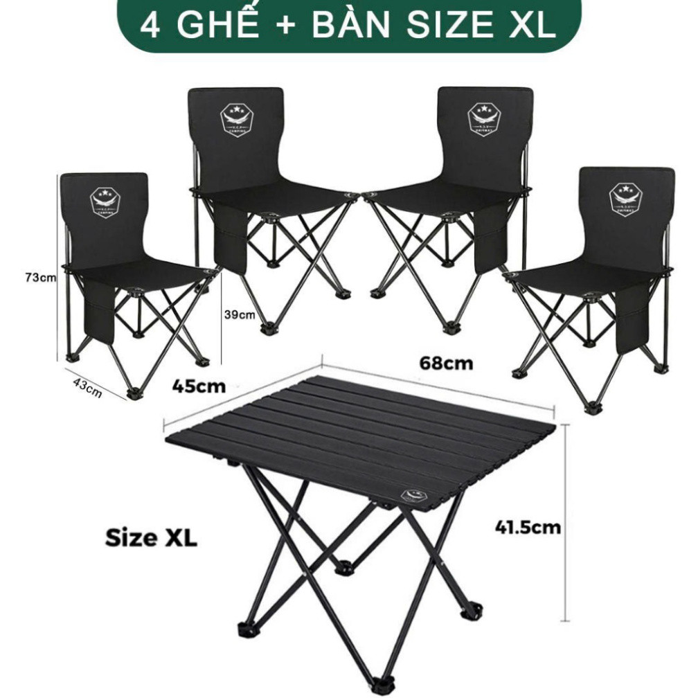 [COMBO] Bàn ghế gấp gọn đi câu cá, cắm trại, dã ngoại dễ dàng mang đi chơi, đi phượt, bền bỉ thuận t