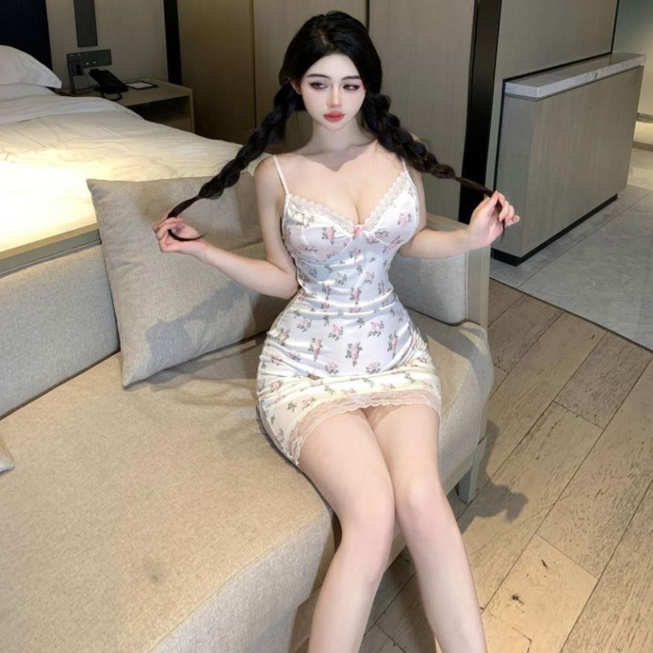 Váy Ngủ 2 Dây Viền Hoa Nhí Gợi Cảm DN58, Đồ Ngủ Nữ Bó Sát Ren Hoa Nhí Có Mút Sexy Quyến Rũ | BigBuy360 - bigbuy360.vn