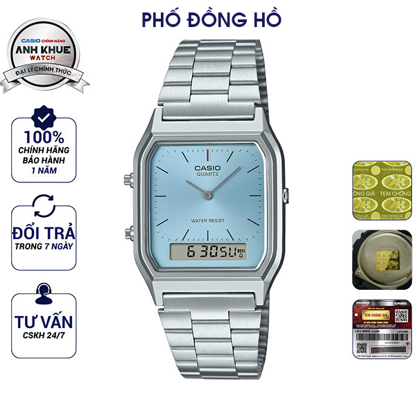 Đồng hồ unisex dây kim loại Casio Anh Khuê AQ-230A-2A1MQYDF
