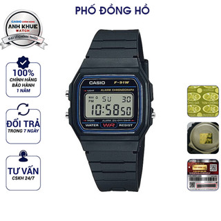 Đồng hồ nam dây nhựa huyền thoại Casio chính hãng Anh Khuê F-91W-1DG