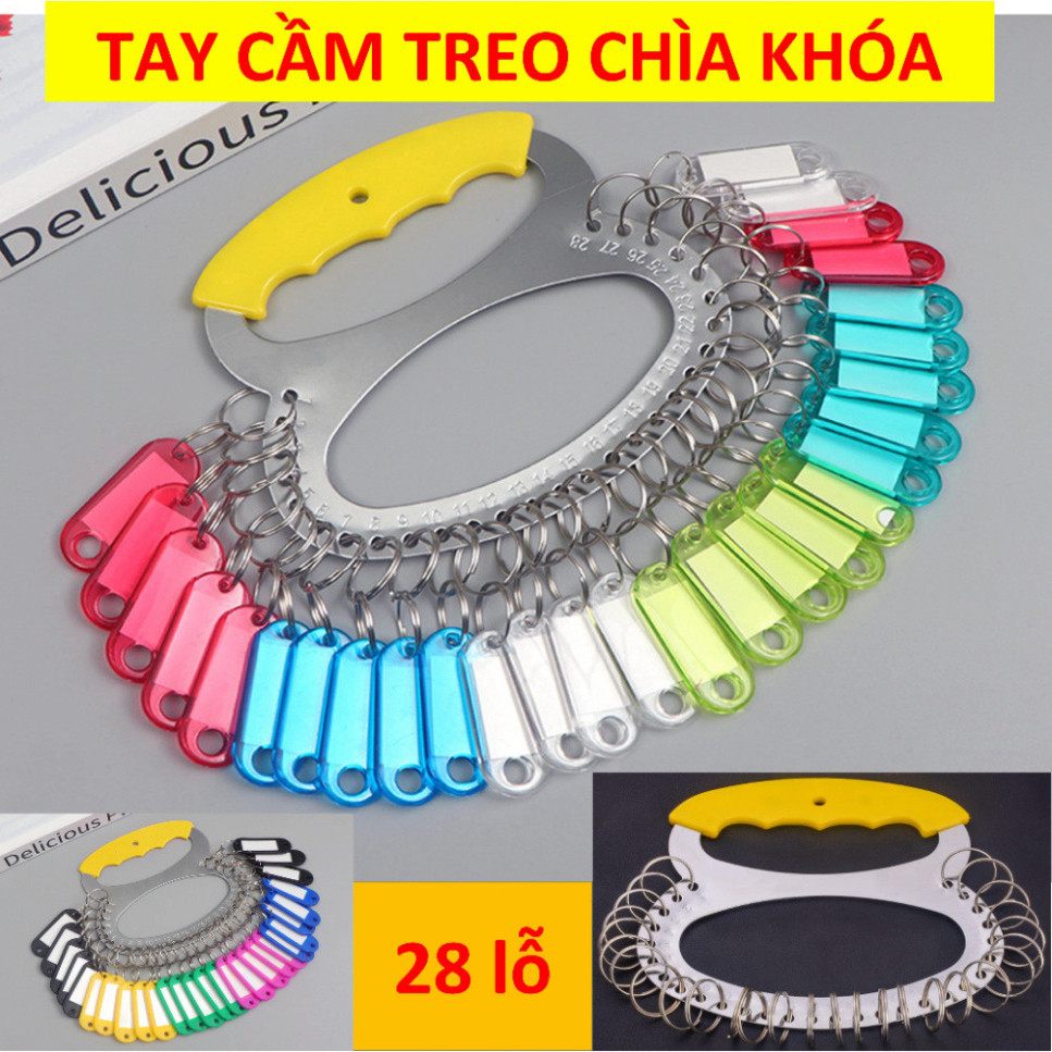 Tay cầm treo Móc chìa khóa 28 lỗ Thẻ chìa khóa Key tag Combo 50 Móc khóa name tag Thẻ valy atr01
