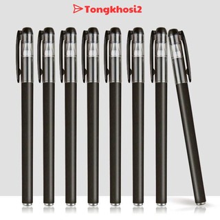 PVN48531 Set 10 Bút bi viết chữ đẹp ngòi 0.5mm mực Gel có nắp màu mực xanh, đỏ, đen tongkhosi2