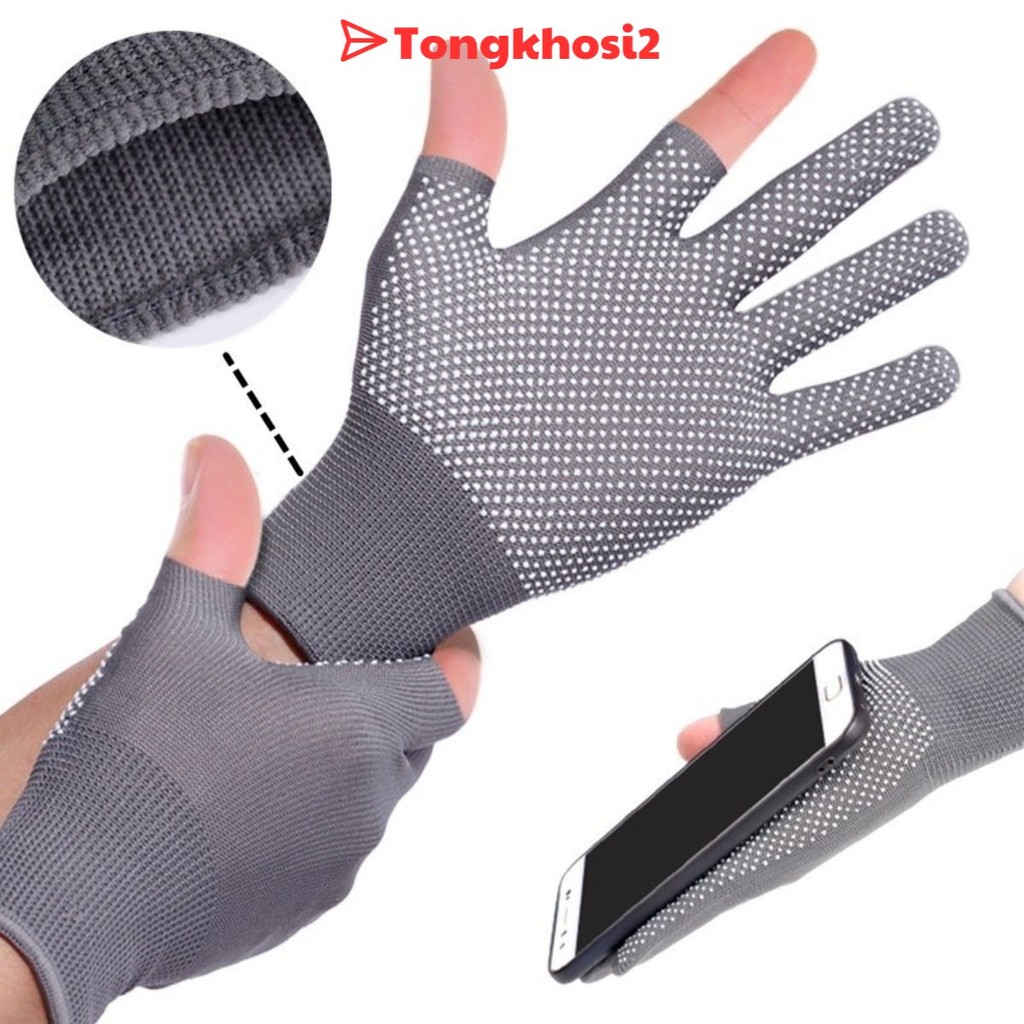 PVN65191 Đôi găng tay chống nắng, bao tay lái xe máy, tập gym, tập thể thao hở 2 ngón đa năng tongkhosi2