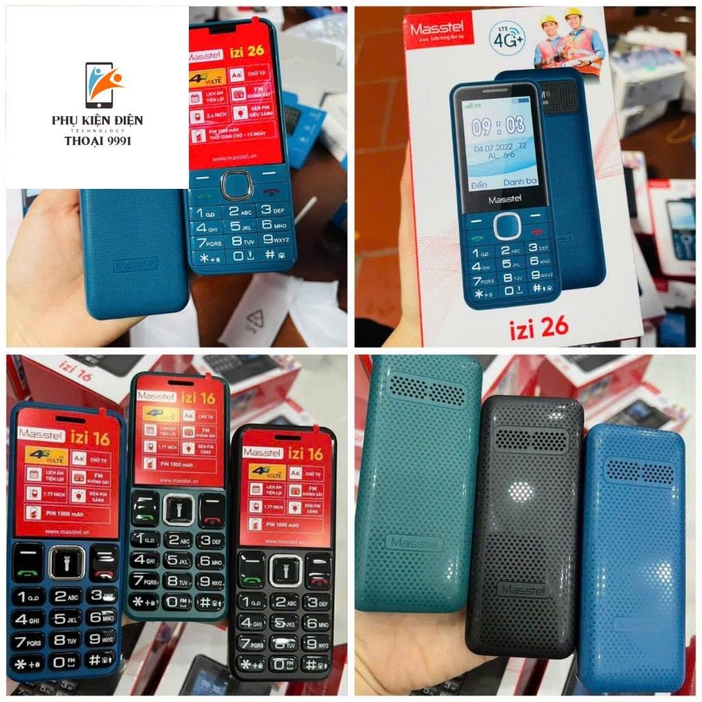 Điện thoại bàn phím Masstel iZi 16 và iZi 26 Sóng 4G chính hãng 2sim - Màn 1.77 - Pin 1000mah - FM