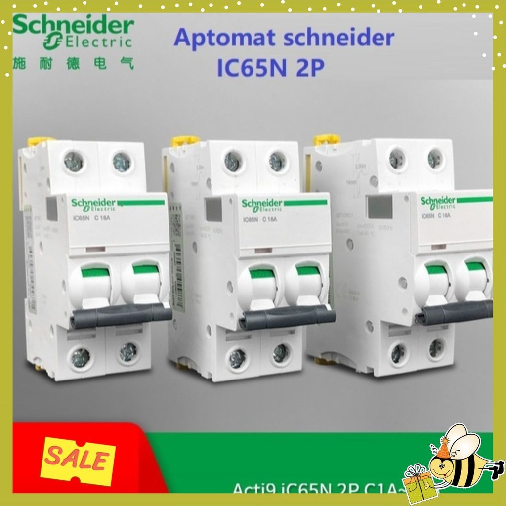 [MỚI] Aptomat schneider 2P 10A,16A, 20A, 25A, 32A, 40A, 63A - át cài schneider IC65N