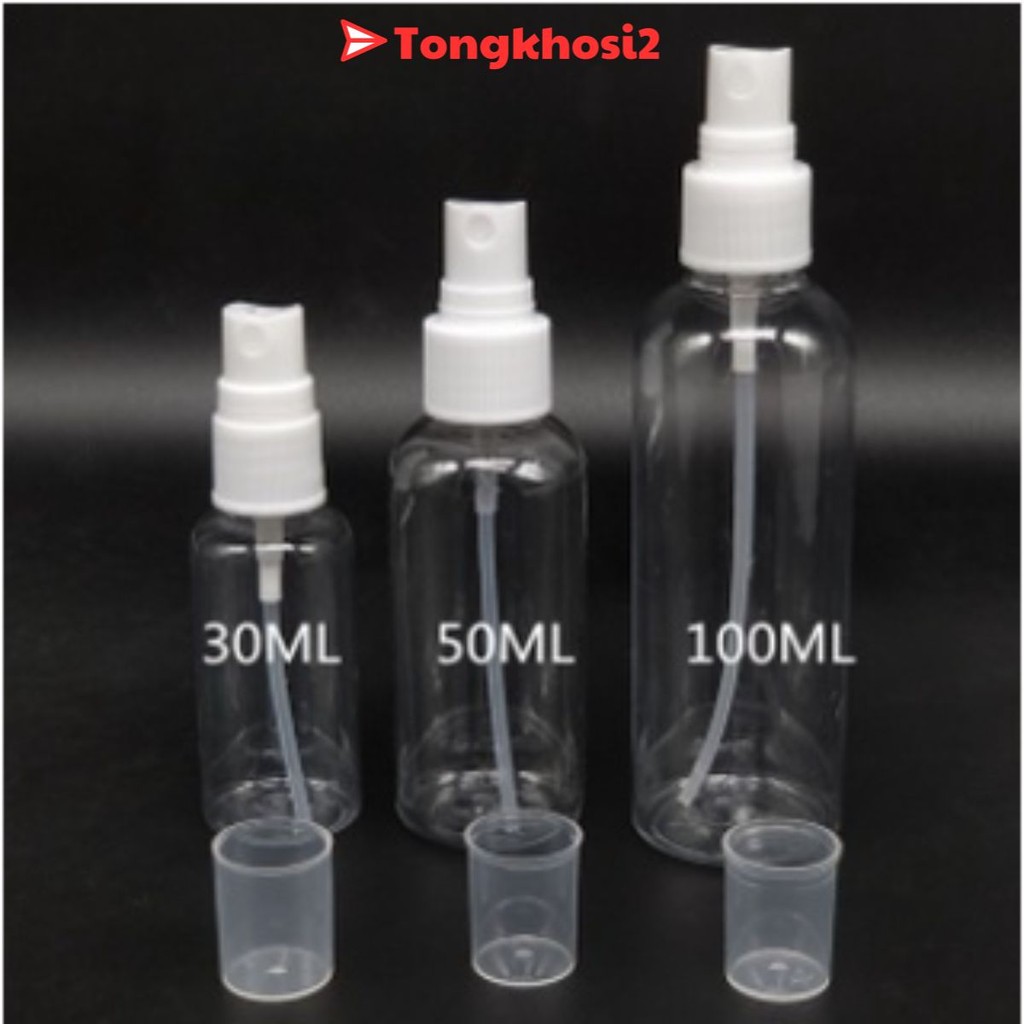 PVN43674 Chai xịt phun sương, lọ chiết mỹ phẩm, dung dịch sát khuẩn trong suốt dung tích 30ml - 50ml - 100ml