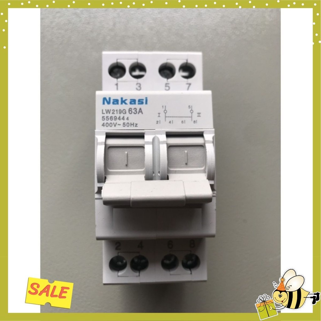 [MỚI] Át đảo chiều 2p 63a - cầu dao đảo chiều 1 pha 2P 63A