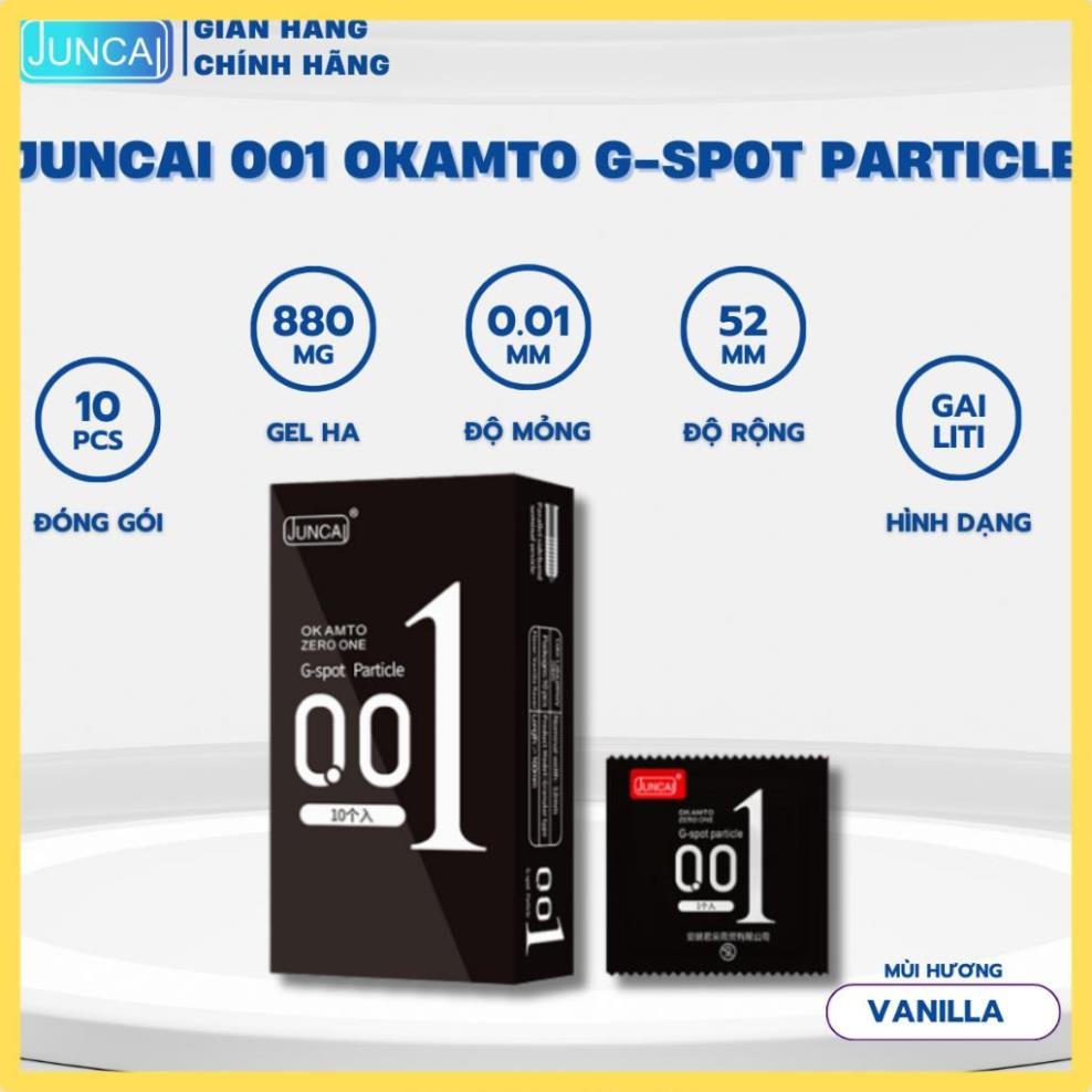 Bao cao su Siêu mỏng JUNCAI 001 Okamto G-Spot Black Gai liti Công nghệ Nhật Bản size 52mm