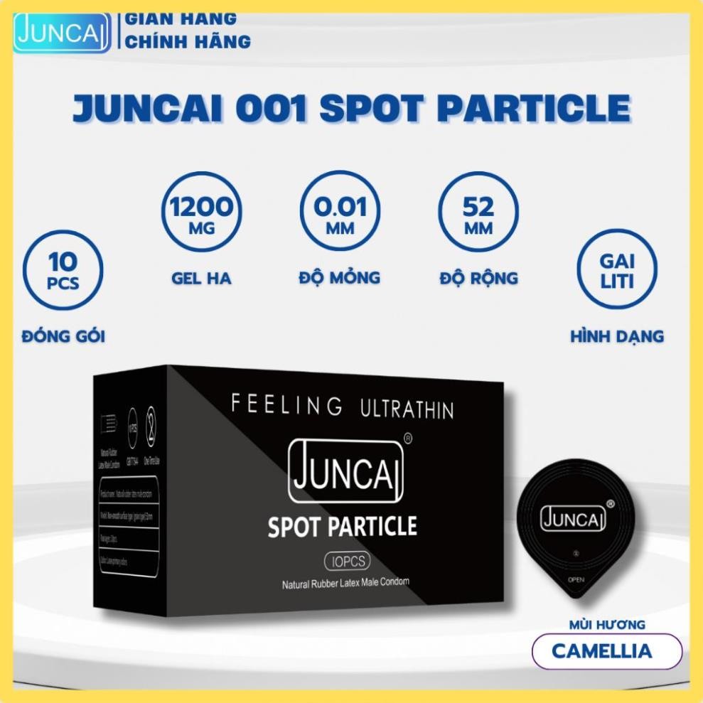 Bao cao su Siêu mỏng JUNCAI 001 Spot Particle Nhiều gel Gai liti size 52mm