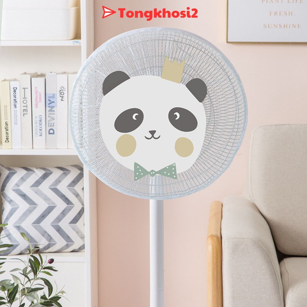 PVN63685 Lưới bọc quạt họa tiết hoạt hình có dây rút phía sau chống bụi bẩn và bảo vệ bé an toàn tongkhosi2