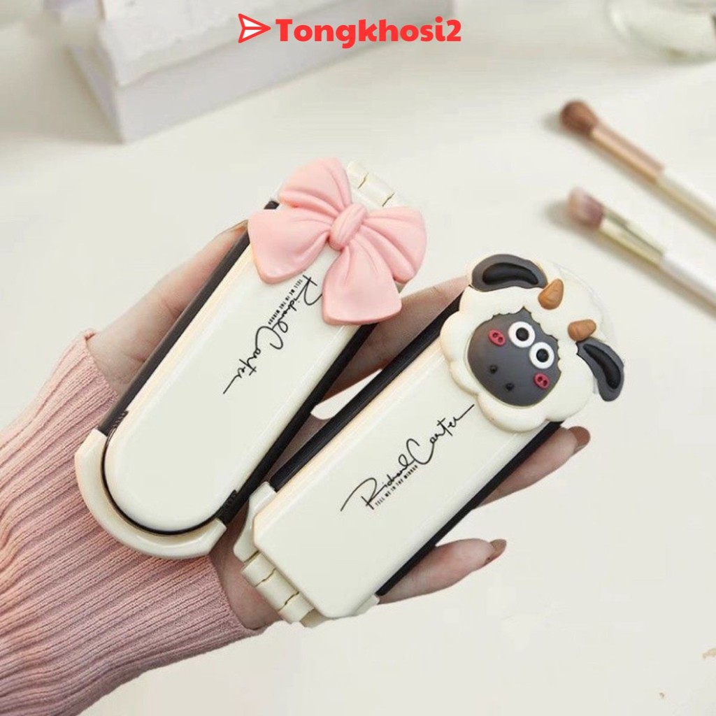  PVN63031 Lược Chải Tóc Kiêm Gương Trang Điểm 2 Trong 1 mini Có Thể Gấp Gọn Họa Tiết Hoạt Hình tongkhosi2 
