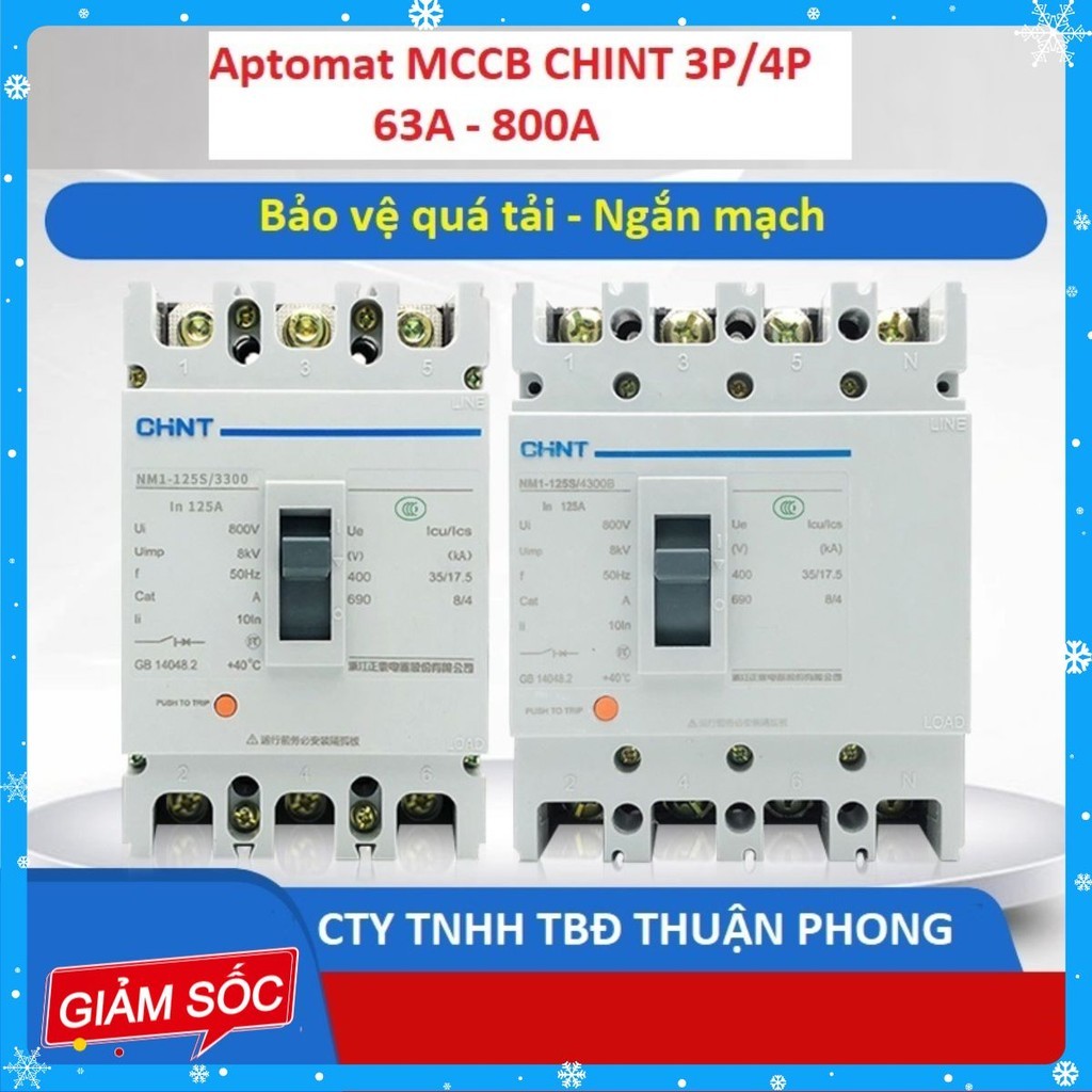 [CHÍNH HÃNG]APTOMAT CHINT MCCB 3P/4P 63A - NM1-63S - Attomat khối 3 pha 63A