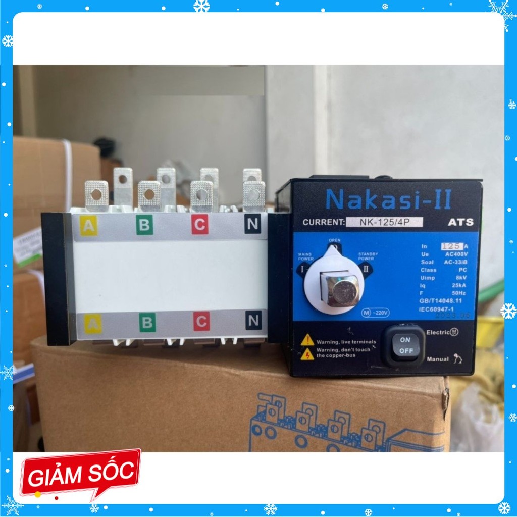 [CHÍNH HÃNG]ATS 4P 125A NAKASI-II , Cầu dao đảo chiều tự động 3 pha 4 cực công suất lớn
