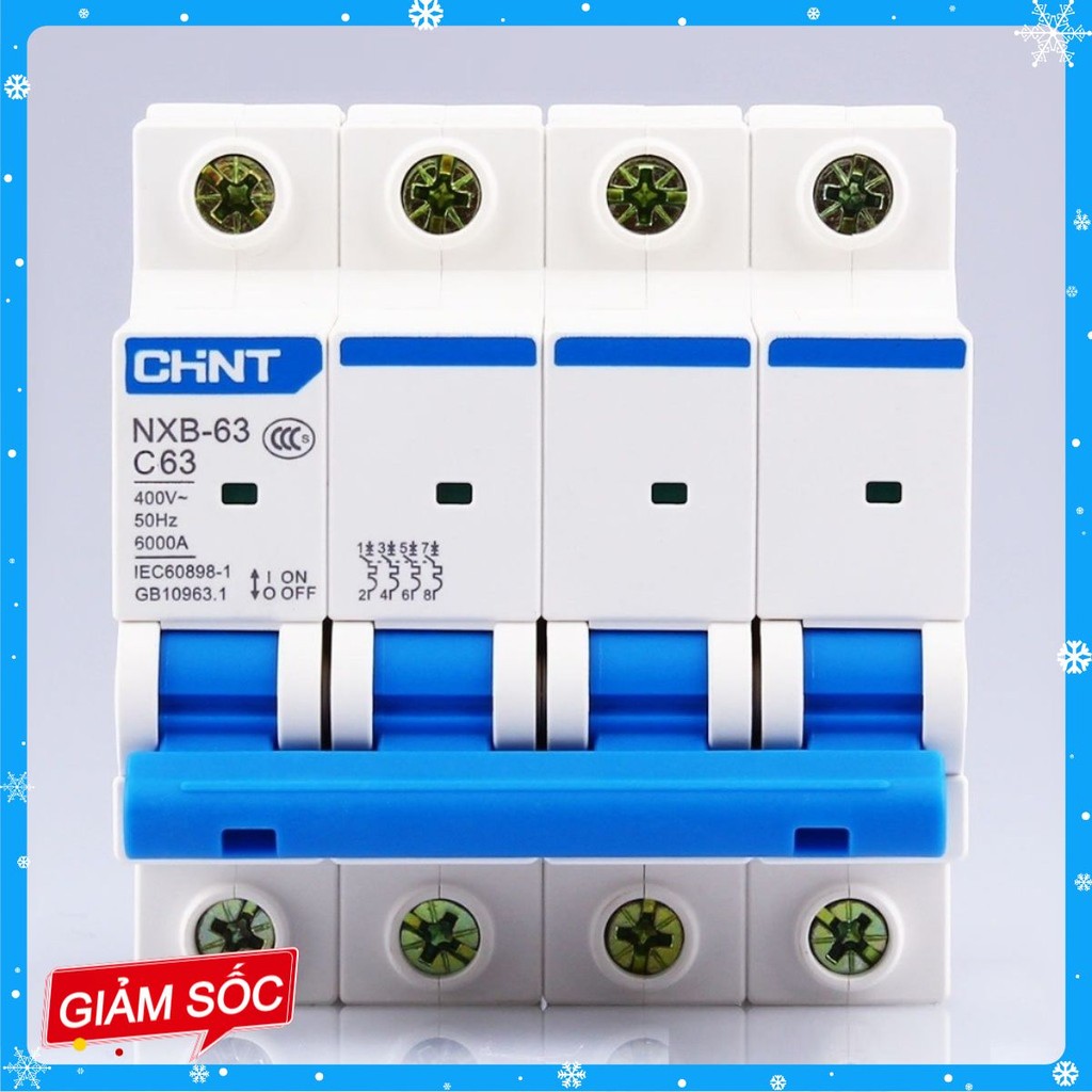 [CHÍNH HÃNG]ATTOMAT CHINT MCB 4P 63A -NXB-63 C63 - át tổng 3 pha 4 cực 63A