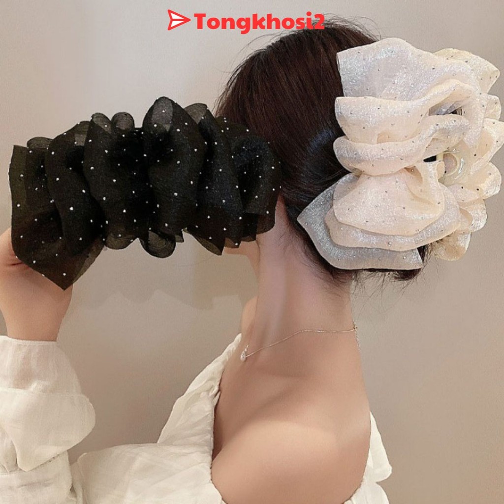 PVN63677 Kẹp Tóc Nơ Hai Mặt Tạo Bong Bóng Xinh Xắn Cho Nữ tongkhosi2