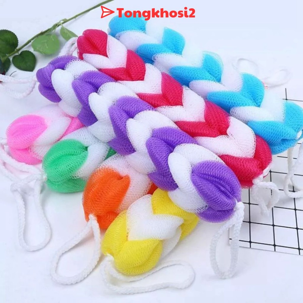 PVN60343 Bông tắm vải lưới dài cao cấp mềm mại, bông tắm tạo bọt giá rẻ tongkhosi2