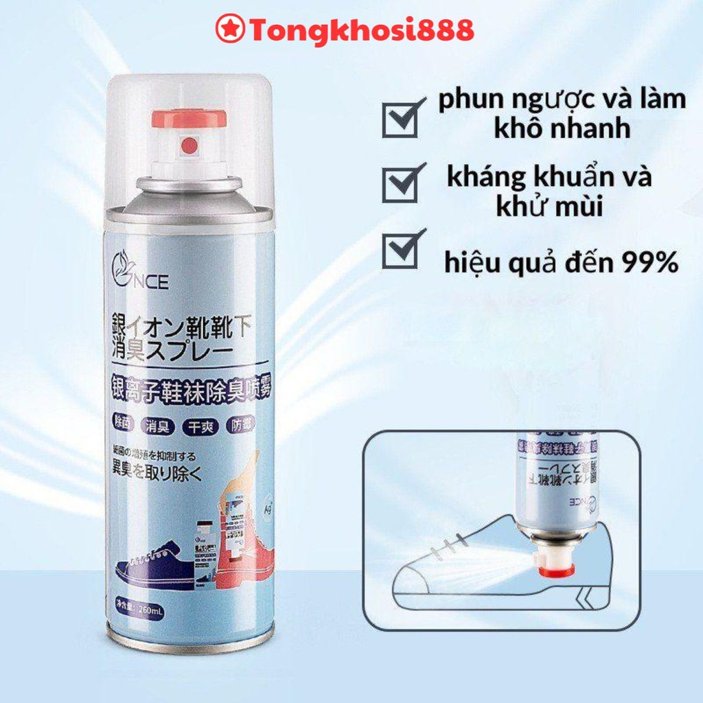 PVN52855 Xịt Khử Mùi Hôi, Khử Khuẩn Giày Dép, Làm Thơm Tủ Giày Công Nghệ Nano Bạc