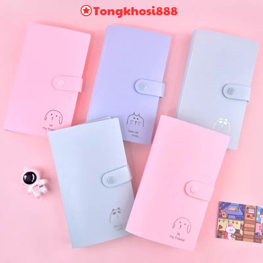 PVN59385 Sổ đựng lomo, ảnh in mini card 120 card sắc màu cúc bấm