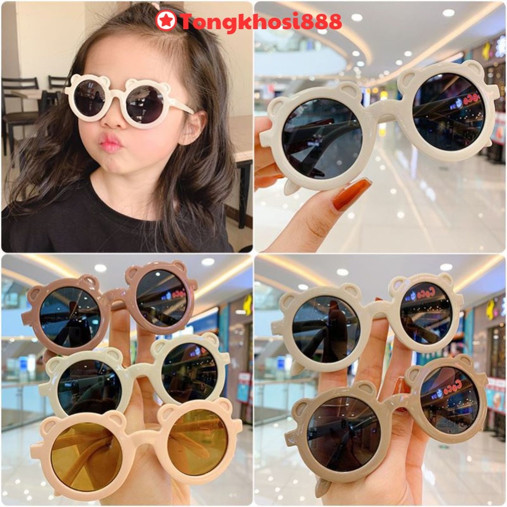 PVN43890 Kính mát trang trí chống tia UV hình gấu, đạo cụ chụp ảnh cho bé trai và bé gái đủ màu