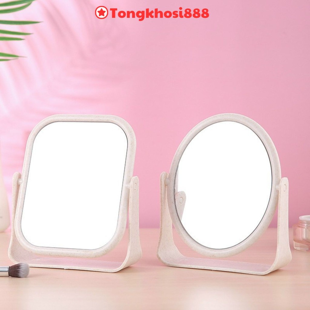 Pvn24946 Gương Để Bàn Trang Điểm Lúa Mạch 2 Mặt Gương Xoay Phong Cách Hàn Quốc Dễ Thương T8