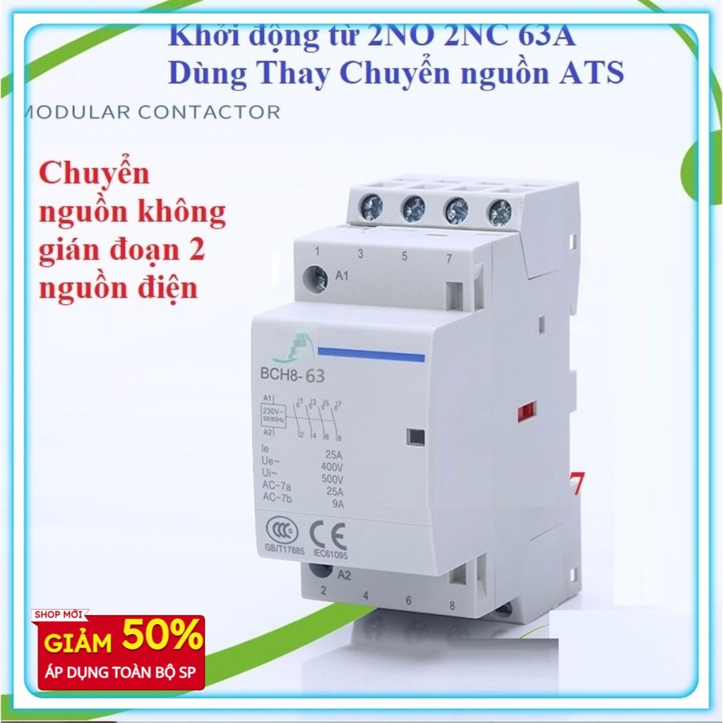 Khởi 2NC 2NO BOMGI 63A 100A - Contactor dùng làm chuyển nguồn tự động ats