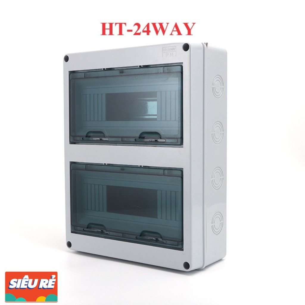 Tủ điện chống nước 18WAY 24WAY - Hộp điện nhựa gài aptomat 2 tầng 24 vị trí
