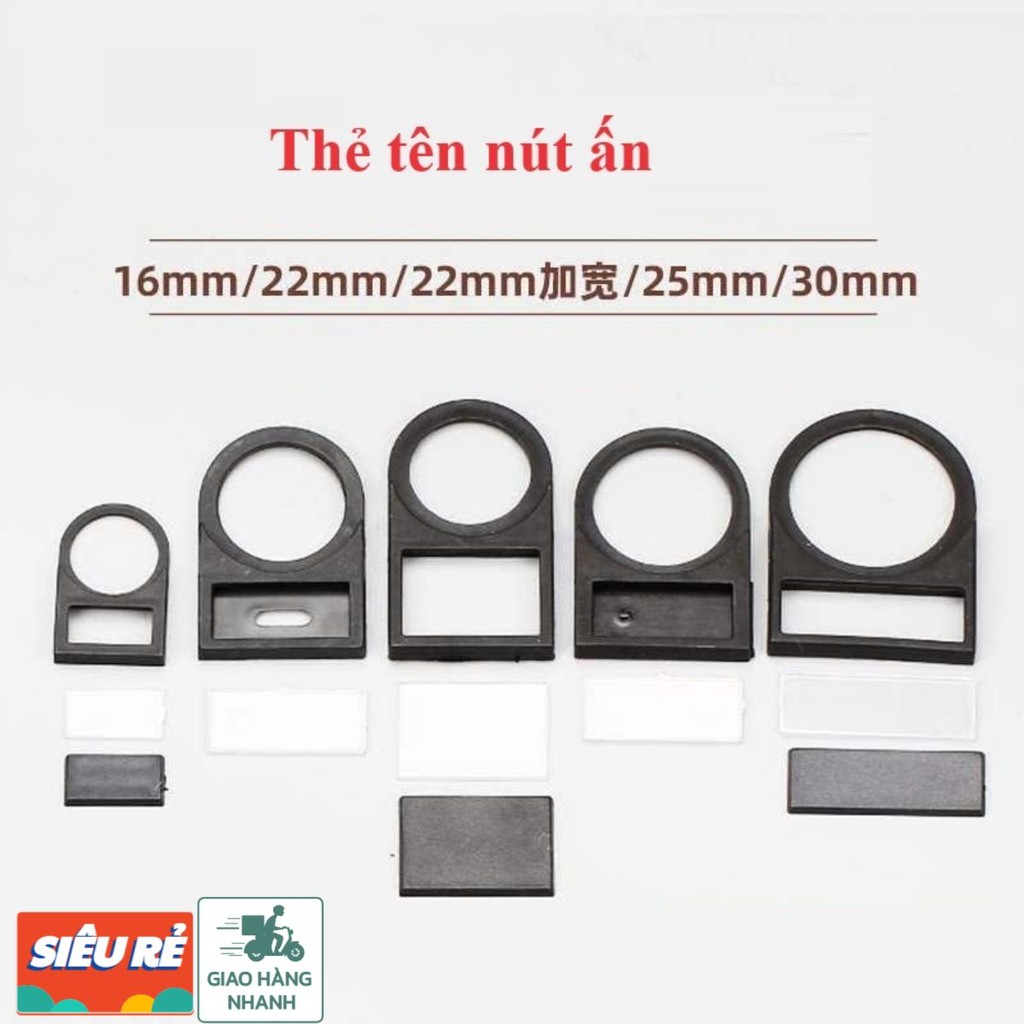 Com bo 100 Thẻ ghi tên nút ấn đèn pha phi 22mm loại rộng, cao hơn - Nhãn nút ấn công tắc