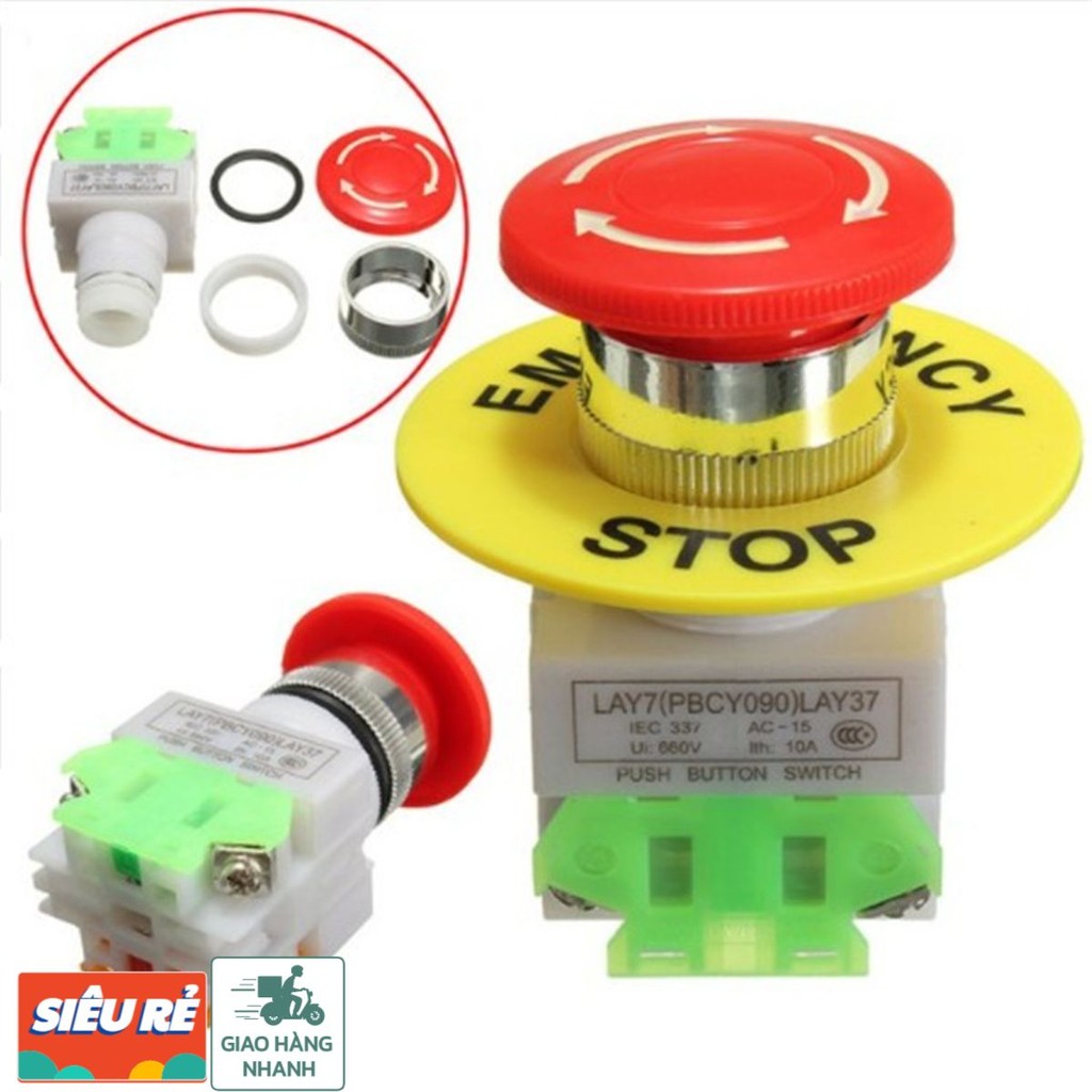 Nút ấn dừng khẩn Emergency Stop phi 22 -LA37-11DN