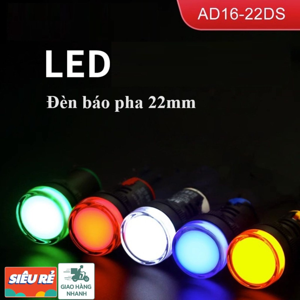 Combo 10 Đèn báo pha phi 22MM - Đèn tín hiệu lắp tủ điện LED đời mới