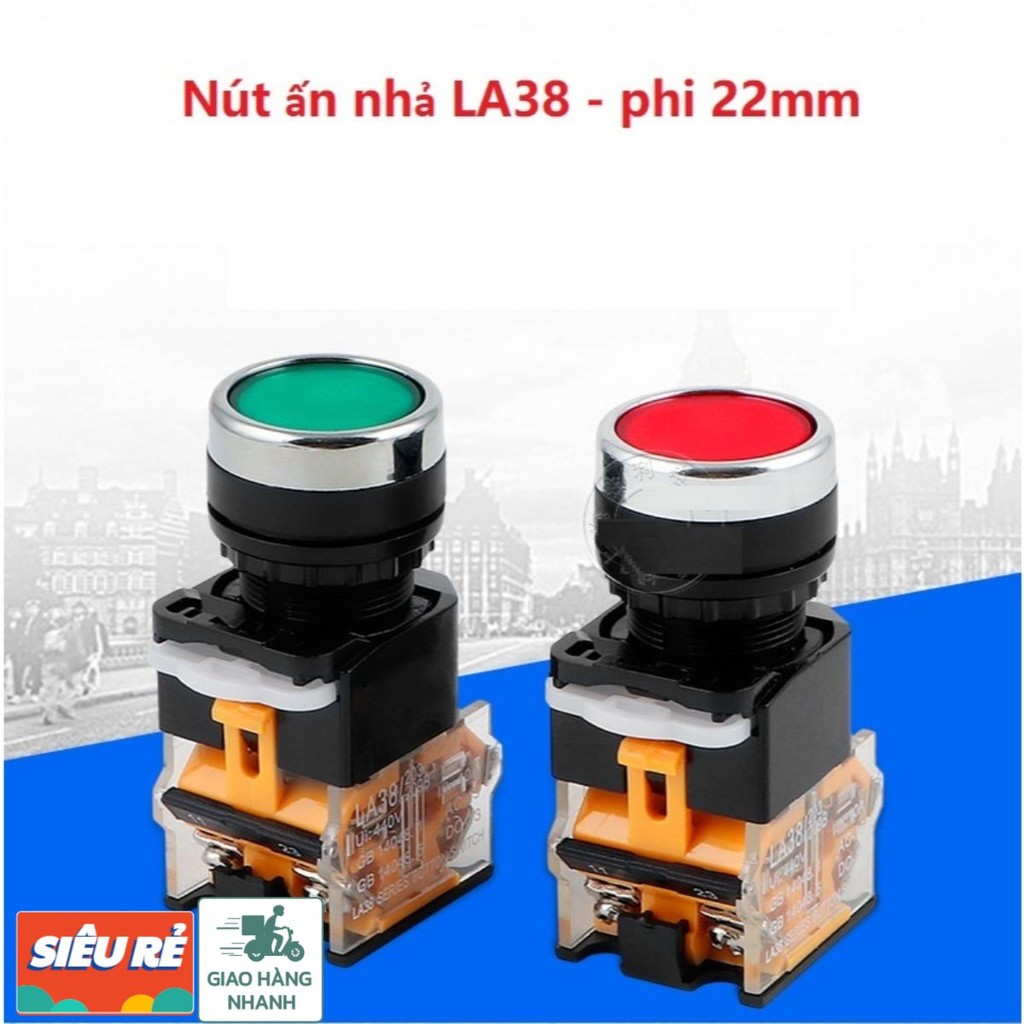 Nút ấn LA38 Phi 22 - nút ấn nhả xanh đỏ phi 22mm -TBĐ