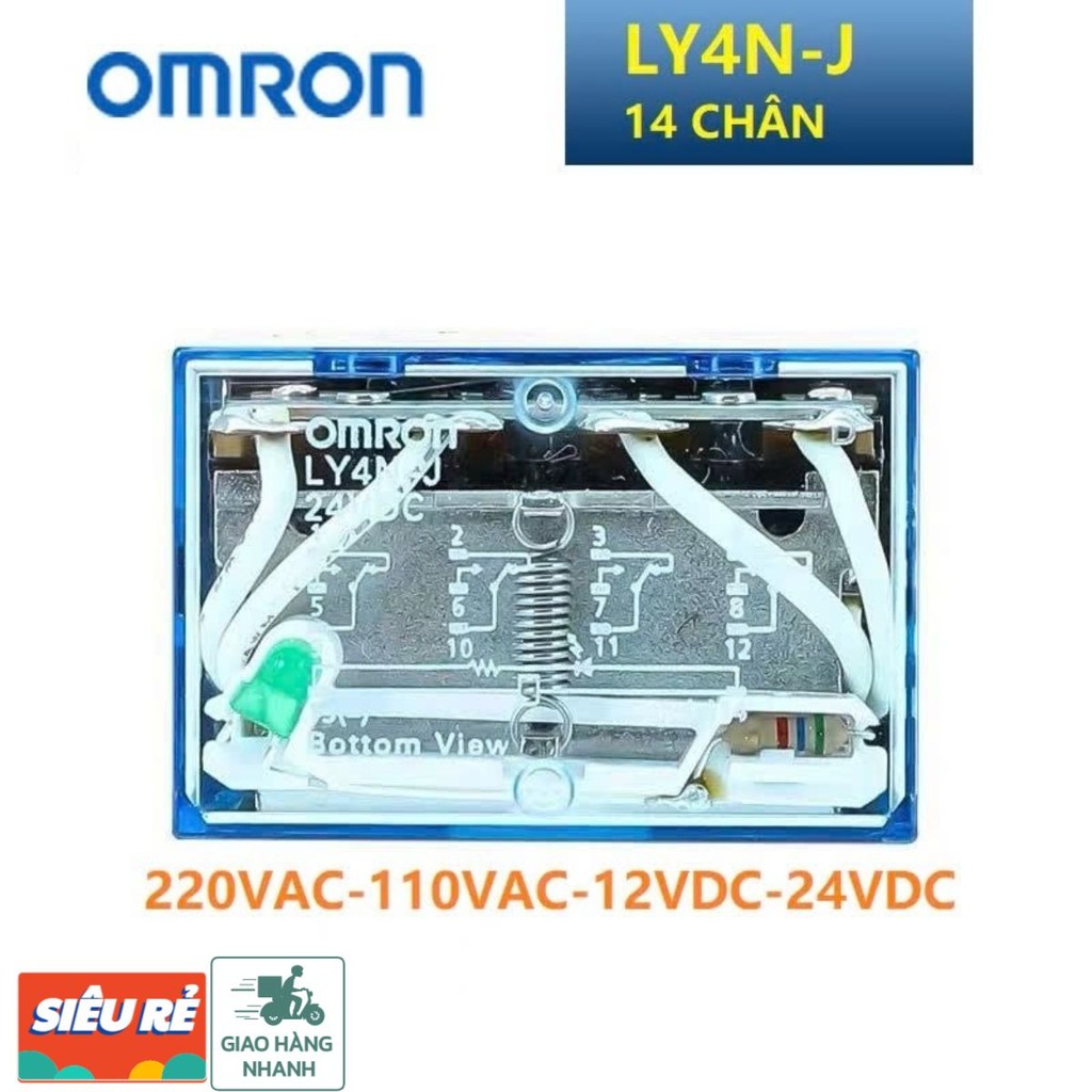 Rơ le trung gian omron 14 chân to 10A - Relay LY4N-J 220V, 110V, 24V, 12VDC
